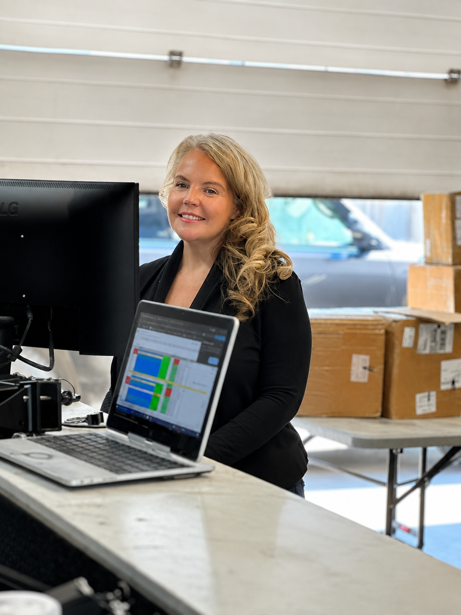 Kendra in her product studio