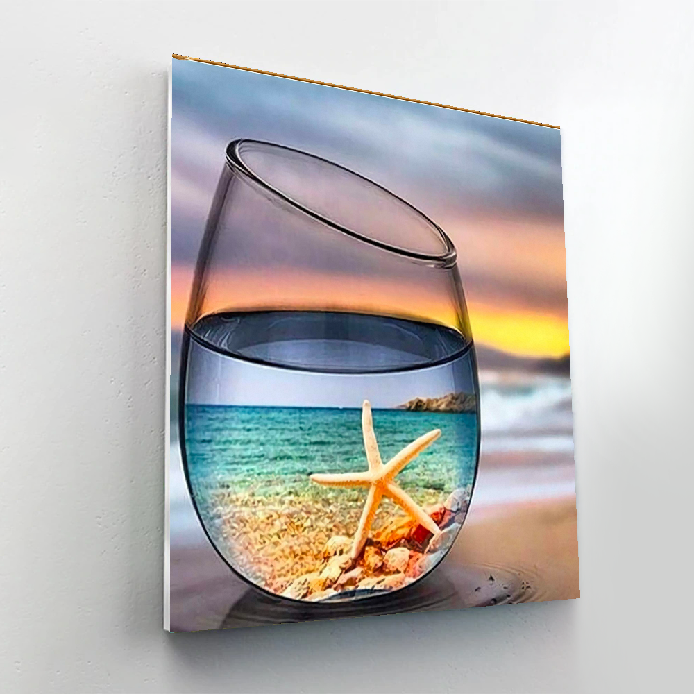 DIY Seaside Beach Scenery In A Wine Glass Paint By Numbers Painting Ki -  DELAKIT